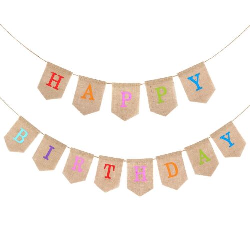 Set de 2 bannere aniversare jijAcraft, iuta, multicolor 136163712