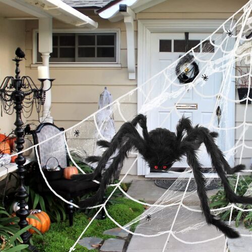 Jioenyue Halloween kendő és pók szett, textil, fekete/fehér, 125 cm 136163638