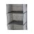 Praktikus 3-shelf hanging closet organizer, gray fabric wardrobe storage, close-up of shelves