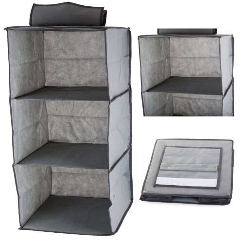 Grey 3-tier hanging shelf organizer for closet, 30cm x 30cm x 60cm