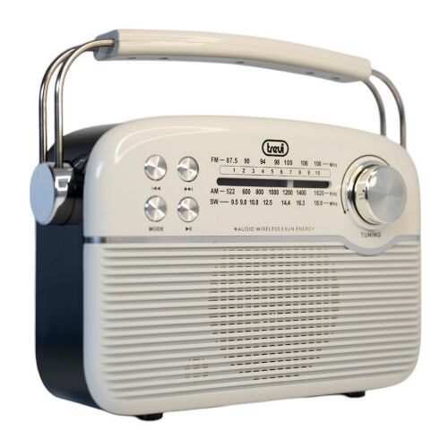 Trevi RA 7F50 BT Radio portabil solar alb crem cu Bluetooth, intrare USB și card SD