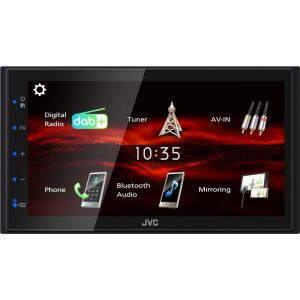 Elölnézet a JVC KW-M180DBT 2DIN autós multimédia központról DAB+-al és Bluetooth-al - JVC