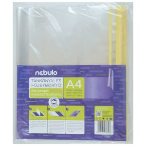 Tankönyvborító öntapadó, ragasztócsíkkal, A4 51,5x31cm, 10 ív/csomag, Nebulo, víztiszta 129162259 - Nebulo