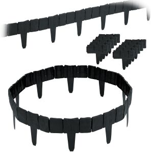 Bordură grădină antracit Plonos, set 2,5 m, design modular - Borduri gradina