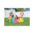Intex rainbow inflatable pool with kids playing in the backyard
