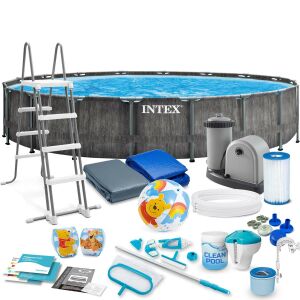 Intex 26744 Kerti keret medence szett 549 x 122 cm létrával, szivattyúval, szűrővel, takaróval és tartozékokkal - Kerti medence