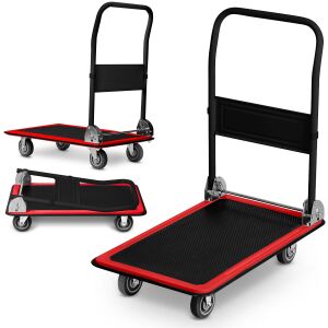 Humberg HM-505 platform trolley, black and red, multiple views - Transport cart