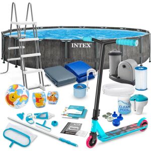 Intex 549 x 122 cm Fémvázas medence szett tartozékokkal és ingyenes rollerrel - Kerti medence