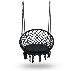Kerti lógó hintaágy fotel boho fekete