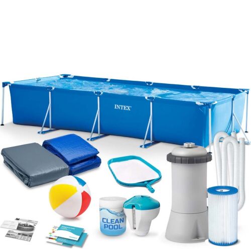 Intex 28274 téglalap alakú fémvázas medence 450x220x84cm tartozékokkal