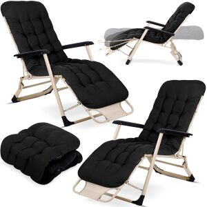 Összecsukható kerti nyugágy párnával chillwell kanapé szék 2 db fekete