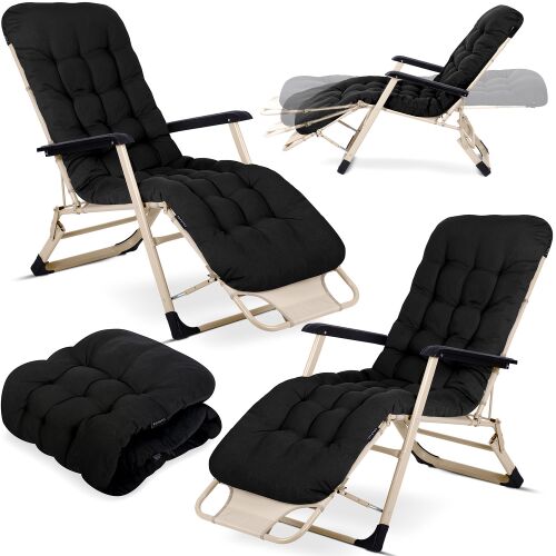 Összecsukható kerti nyugágy párnával chillwell kanapé szék 2 db fekete 129168337