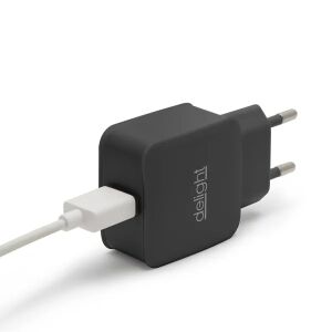 Adaptor Încărcător USB de Perete Negru Delight 5V 1.2A - Adaptoare de rețea