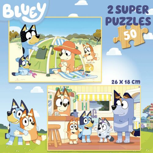 Educa Bluey 2 x 50 Teile Holzpuzzle