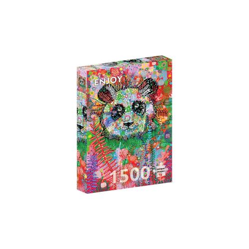 Enjoy 1500 darabos kirakós játék, Enigmatic Panda, színes panda illusztráció virágos háttérrel - ENJOY Puzzle
