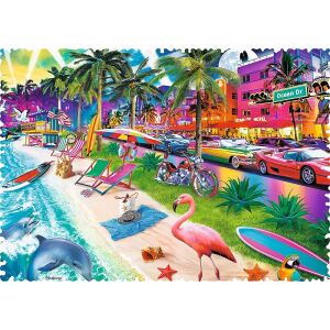 Puzzle finalizat Trefl Crazy Shapes Miami Beach - Puzzle 3D & Puzzle cu burete