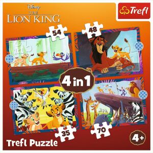Trefl Regele Leu 4 în 1 Puzzle (35-70 piese) fața cutiei - Trefl Puzzle