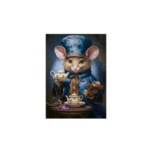 Puzzle Castorland Tea Time, 260 de piese, cu o șoarece în robă albastră care ține o ceainic - Puzzle 3D & Puzzle cu burete