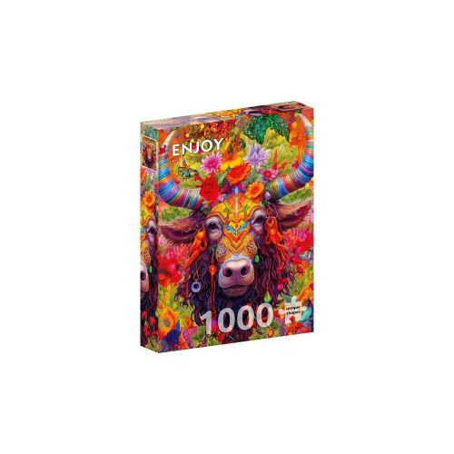 Enjoy 1000 darabos puzzle, Ferdinand a bika, színes, virágok, műalkotás, kirakós játék - ENJOY Puzzle