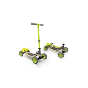 Smoby négykerekű fa roller, zöld és szürke színben, állítható kormánymagassággal, összecsukható kialakítással, gyerekeknek - Smoby