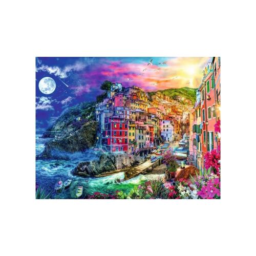 Ravensburger 2000 darabos kirakós, Színes Cinque Terre, 12000803, kész kirakós kép - Ravensburger
