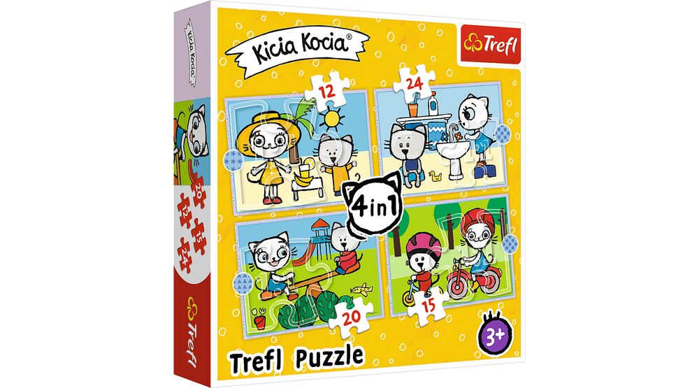 Trefl 4 w 1 puzzle (12,15,20,24 elementy) - Historia kociąt (34372)