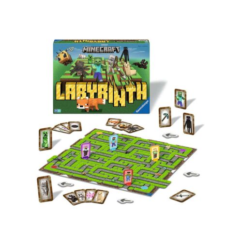 Ravensburger Minecraft Labirintus társasjáték, teljes készlet játéktáblával, kártyákkal és dobozzal - Játék