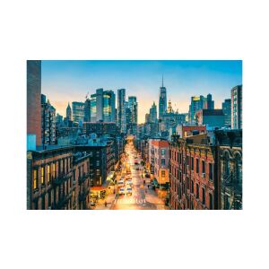 Puzzle Castorland 1000 de piese, New York City Manhattan, panoramă urbană, orizont, clădiri, stradă, mașini, noapte, apus de soare - Castorland Puzzle