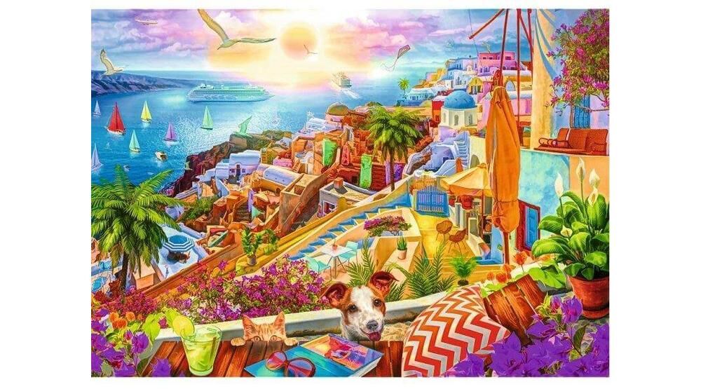 Puzzle 1000 Z wizytą na Santorini TREFL