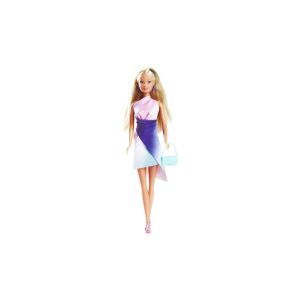 Steffi Love Fashion Designer Puppe trägt ein rosa-lila Kleid mit einer blauen Tasche - Simba Toys Baba