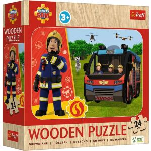 Puzzle din lemn Trefl Pompierul Sam 24 piese, jucărie educativă pentru copii - Puzzle 3D & Puzzle cu burete