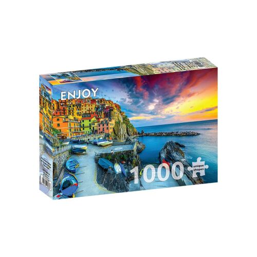 Enjoy 1000 darabos kirakó, Manarola kikötő naplementekor, Cinque Terre, Olaszország - ENJOY Puzzle