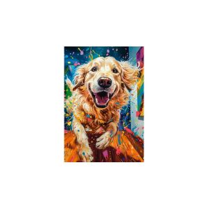 Puzzle Castorland 1000 elementów, Golden Retriever biegnący przez kolorowe plamy farby - Castorland Puzzle