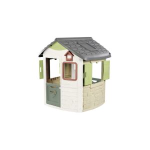 Smoby Neo Jura Játkószoba, kültéri játkószoba gyerekeknek, fehér és zöld, 3/4 nézet - Játszóház