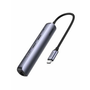 UGREEN CM418 5-in-1 USB-C Hub, 2x USB 3.0, HDMI, RJ45, USB-C (grey) 145542794 - USB Hub