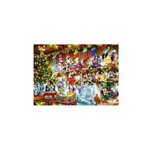 Puzzle Ravensburger 1000 elementów Disney Śnieżne Kule, przedstawiające świąteczną scenę z kulami śnieżnymi i postaciami Disneya - Ravensburger Puzzle