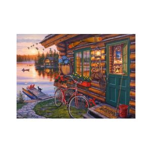 Tóparti kunyhó biciklivel kirakó, 1000 darab, Schmidt kirakó, Darrell Bush művészet - Schmidt