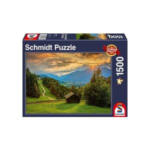 Schmidt 1500 db-os puzzle - Sunset over the mountain village of Wamberg (58970) 129184870 - Schmidt