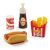 Set de joacă 100% Chef Hot Dog Box cu hot dogi, cartofi prăjiți, suc, maioneză și nuggets de pui