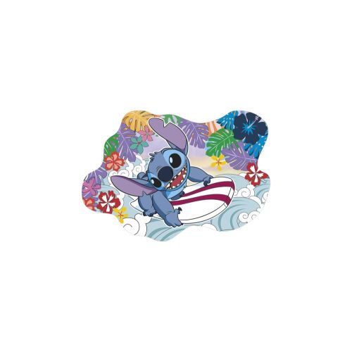 Stitch szörfözik egy szörfdeszkán trópusi háttérrel, az Educa 250 darabos puzzle része - Educa
