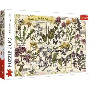 Puzzle Trefl Herbarium Plante medicinale si flori salbatice 500 piese - Trefl Puzzle