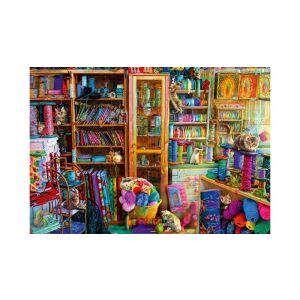 Bluebird 1000 darabos kirakós játék, Kitty Heaven, a kész kirakós kép egy fonal és macskák által teli szobát mutat - Puzzle & Kirakó