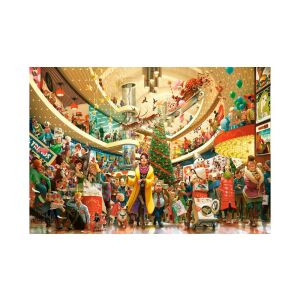 Puzzle Castorland cu 1500 de piese, Colecția Art, Bolond bevásárlás (C-152179), reprezentând o scenă aglomerată de cumpărături de Crăciun într-un magazin universal - Castorland Puzzle