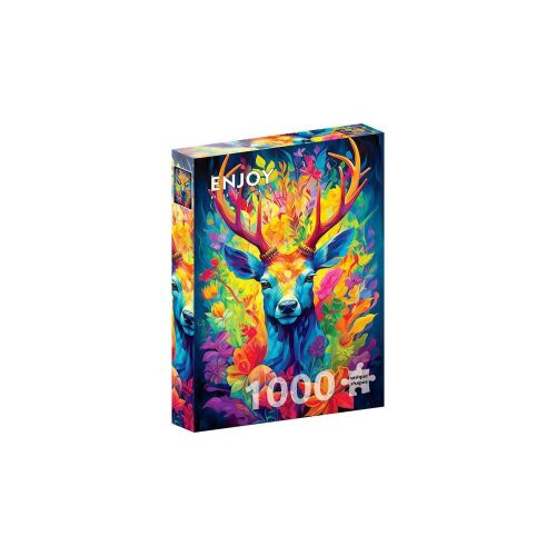 Enjoy 1000 darabos puzzle - Koronázott Szarvas, színes szarvas aganccsal virágos környezetben - Játék