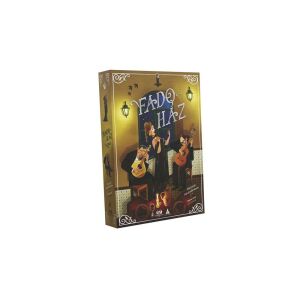 Fado-ház társasjáték doboz, színes illusztrációval egy fado házról zenészekkel és vendégekkel - Gémklub