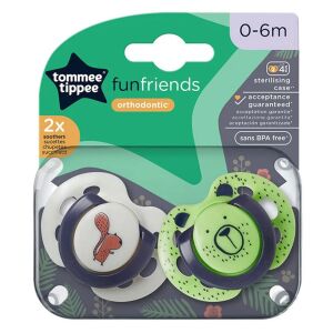 Tommee Tippee Fun Friends játszócumi 0-6 hó 2 db - krém/zöld 129190531 - Tommee Tippee