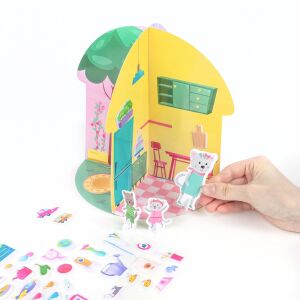 Kidea Kreatywny domek 3D - Zestaw koty z naklejkami i figurkami kotów - Derform