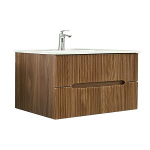 Leziter Trent 100 Waschtischunterschrank mit Keramikwaschbecken, Sunset Eiche - Badezimmermöbel