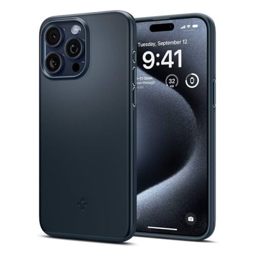iPhone 15 Pro SPIGEN THIN FIT műanyag telefonvédő matt, kameravédő, SÖTÉTKÉK 129228125