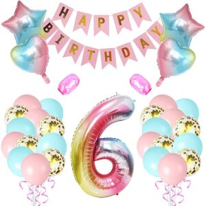 Set de 32 decoratiuni pentru aniversare, Amycute , latex, folie, roz/albastru/auriu 136159010 - Accesorii pentru petrecere